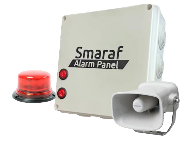 Smaraf solar-powered alarm panel with siren and strobe light