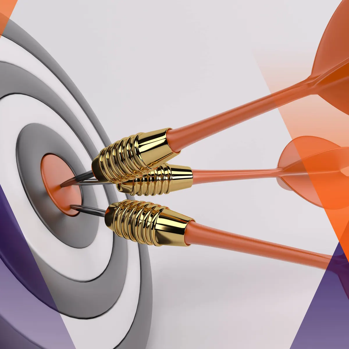 Three darts in the centre of a target